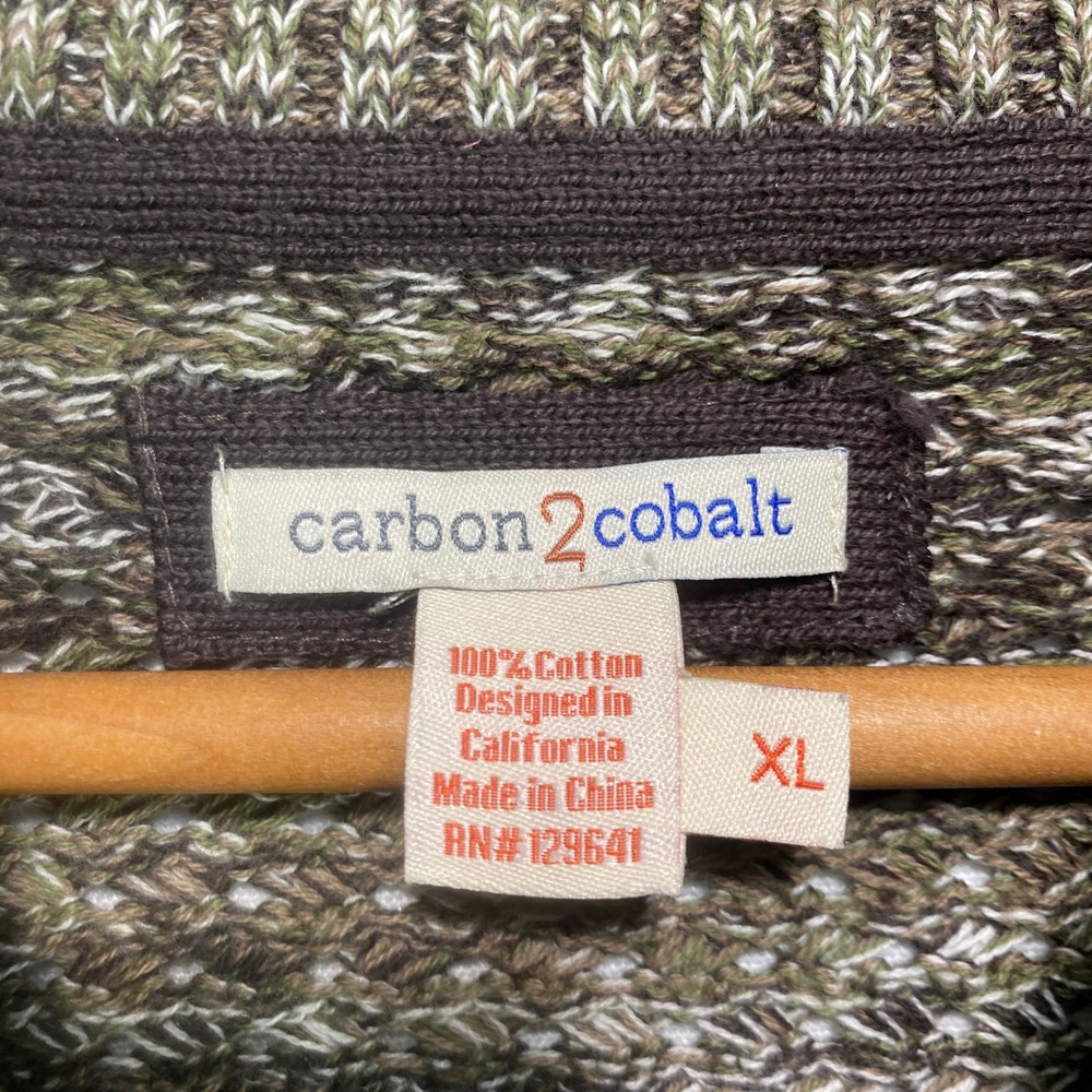 Carbon 2 Cobalt Mens Textured Knit 1/4 Zip Sweater‎ Olive Green XL 100 Cotton - Picture 4 of 9